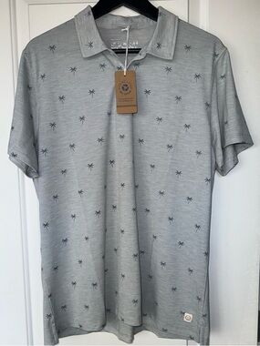 Marine Layer NWT Air Polo in Light Grey Palm Print - Size Marge (M/L)